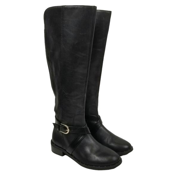 INC International Concepts Fadora Women's Black Leather Riding Boots Size 6.5 - Picture 1 of 10